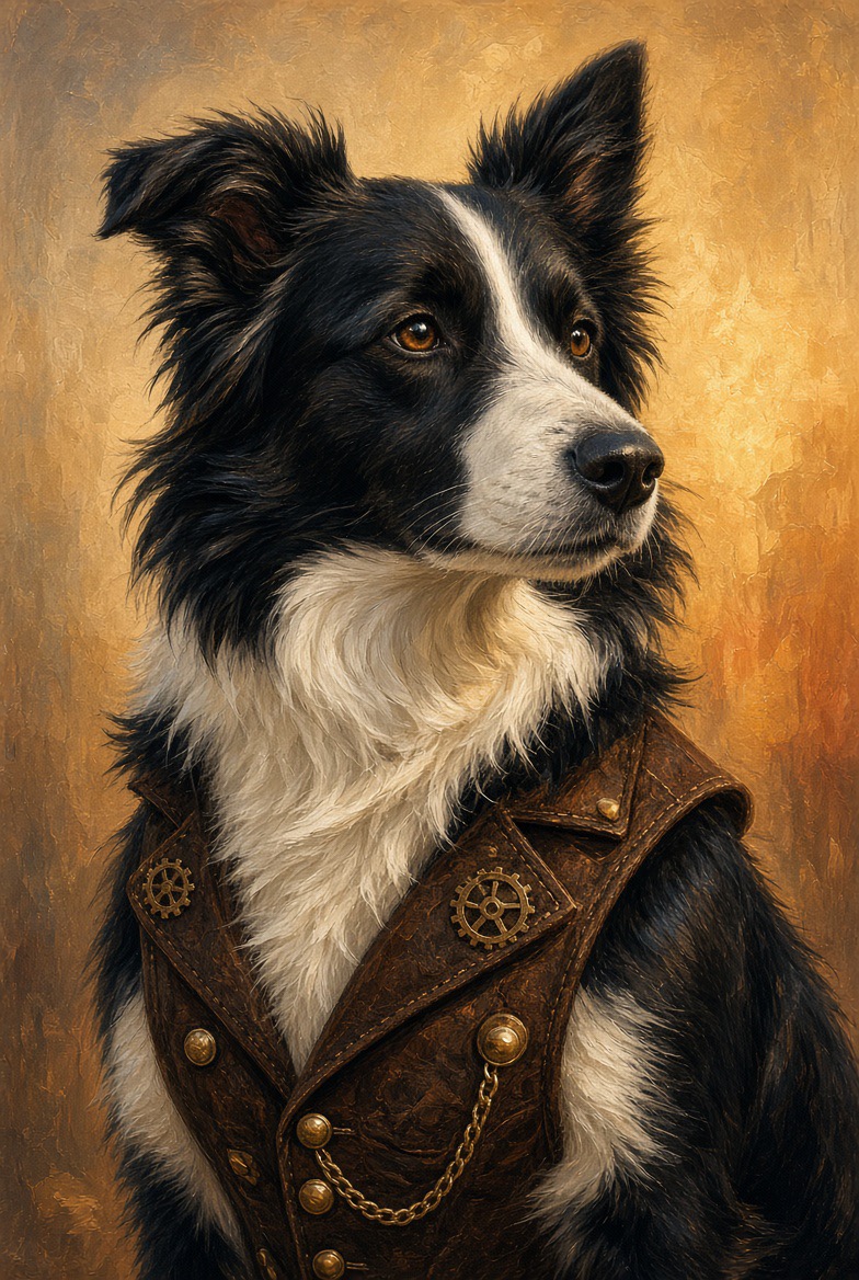 Charlotte the border collie in the caboose cupola
